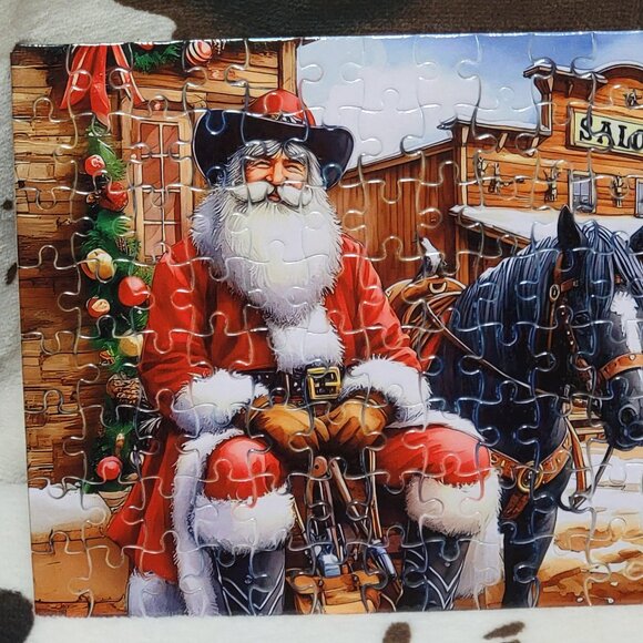 Western Santa Christmas 120 Piece Custom Handmade Jigsaw Puzzle - Picture 6 of 7